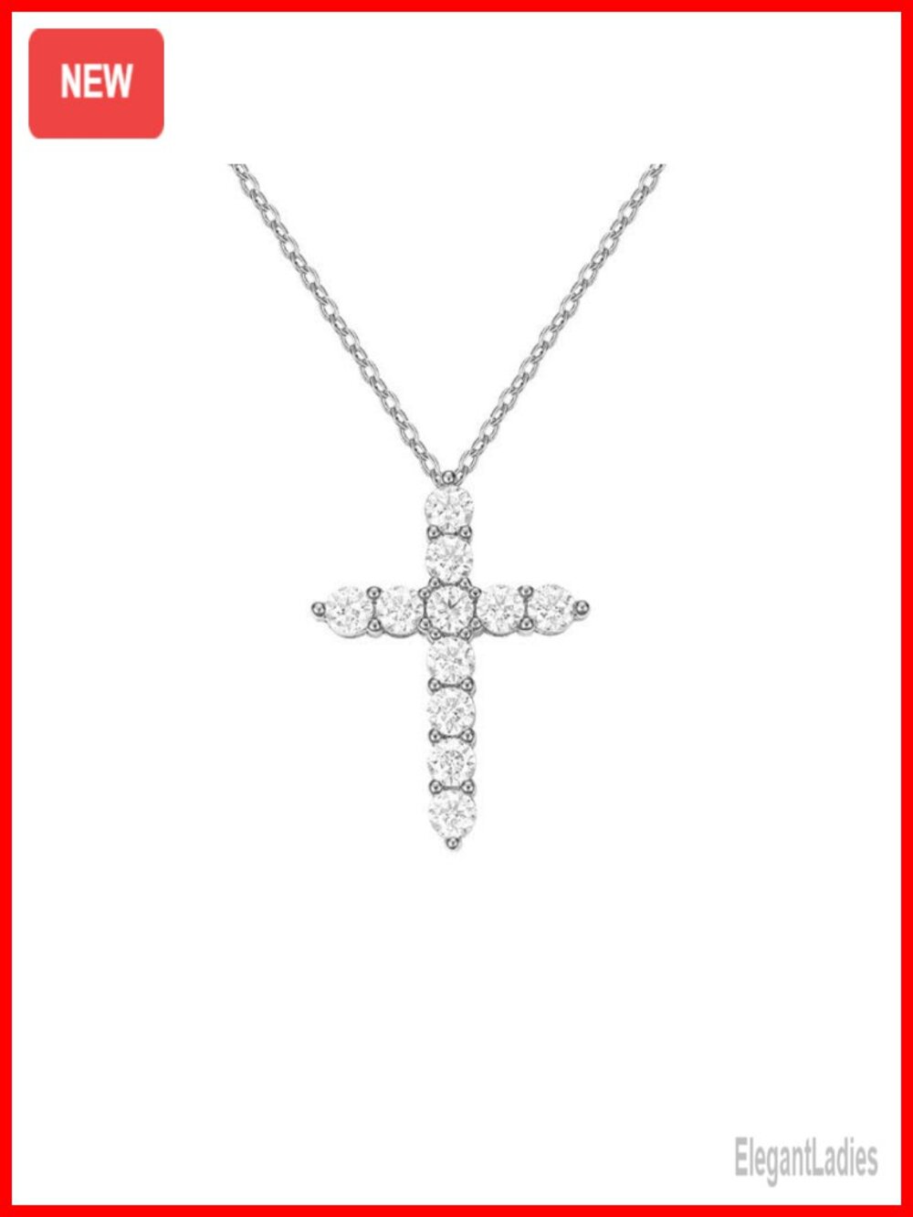14K Gold Cross Pendant Necklace with 1.1CT Moissanite, 18 Inch, Gift for Her